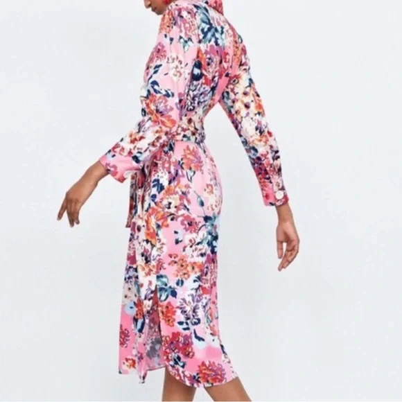 Zara Floral Print Shirt Dress - Picture 3 of 11